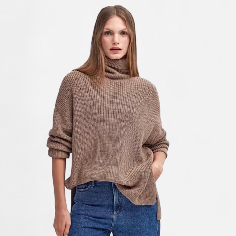 Alya Taupe Turtleneck Sweater